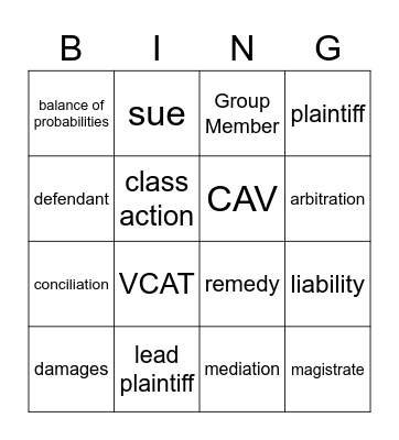 Into to AOS 2 Civil Law Bingo Card