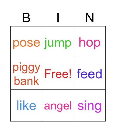 Things I like Bingo Card