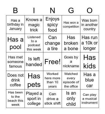 Find someone who... Bingo Card