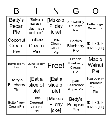 π Day Bingo! Bingo Card