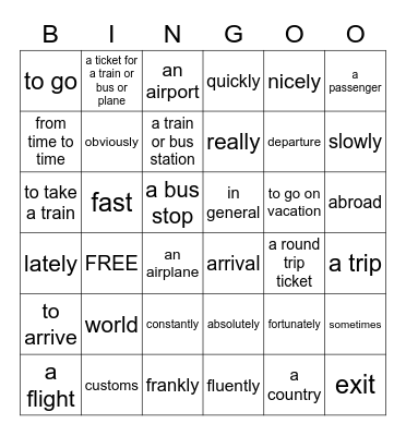D'Accord 1 7A le vocabulaire Bingo Card