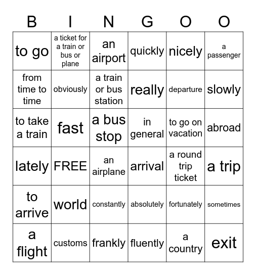 D'Accord 1 7A le vocabulaire Bingo Card