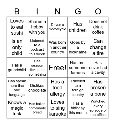 Find someone who... Bingo Card