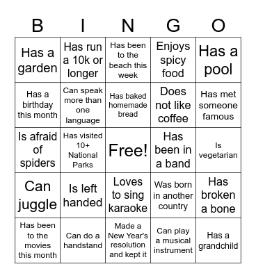 Find someone who... Bingo Card