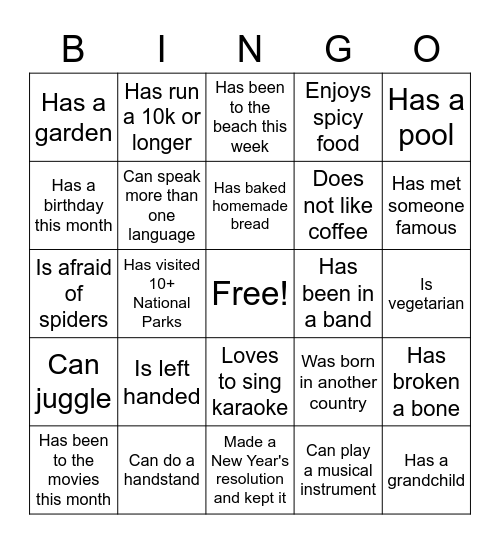 Find someone who... Bingo Card
