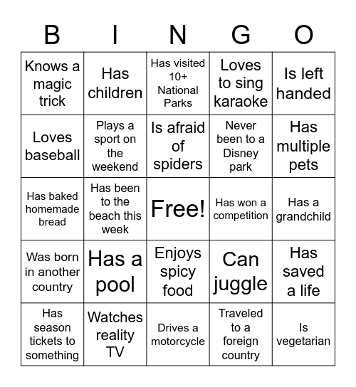 Find someone who... Bingo Card
