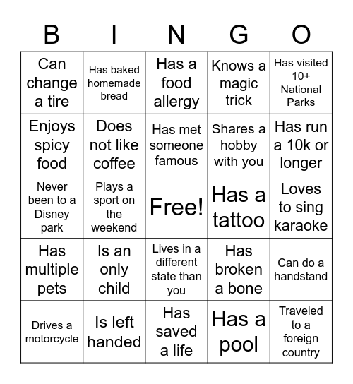 Find someone who... Bingo Card