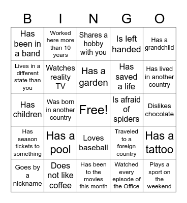Find someone who... Bingo Card