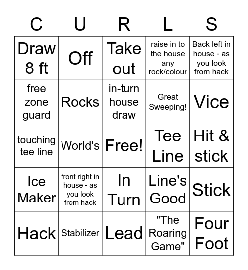 Curling Bingo Card