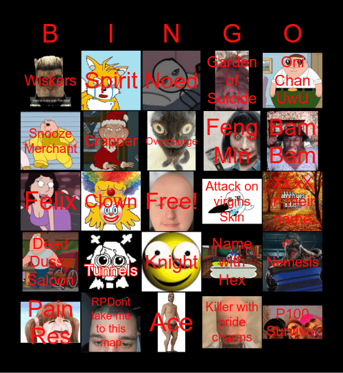 Dead by nofun Bingo Card