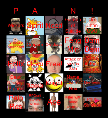 Dead by nofun Bingo Card