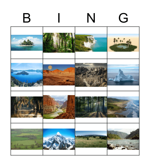 Geographical Features Bingo Card