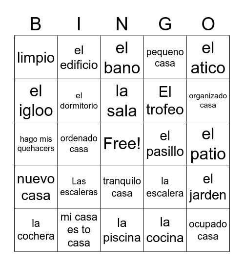 La casa Bingo Card