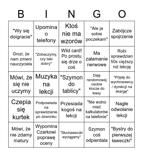 Matma z Nowalską Bingo Card
