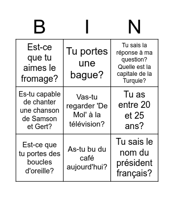 Trouve un ami qui dit OUI! Bingo Card