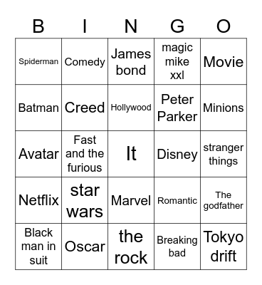 de grote film bingo Card