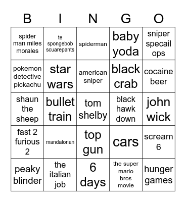 bingo film Bingo Card