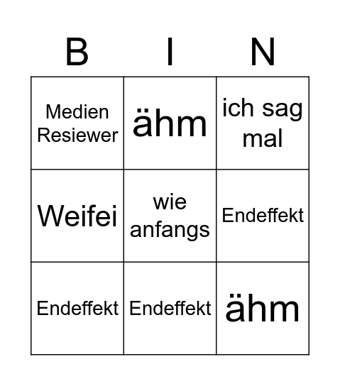 Ingo Bingo Card