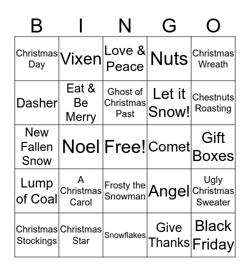 Christmas Bingo Card