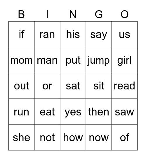 List C Bingo Card