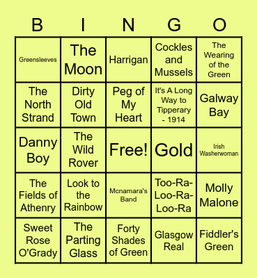 March St. Patrick's Day Music Bingo #2 Bingo Card