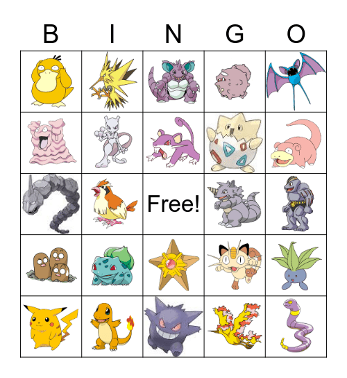 Pokemon Bingo Card