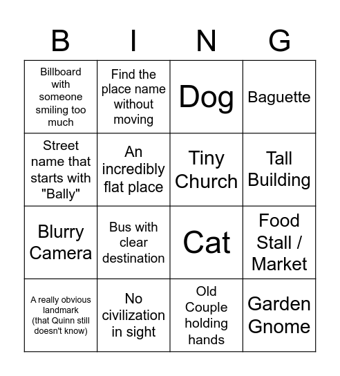 Quinngo Bingo Card