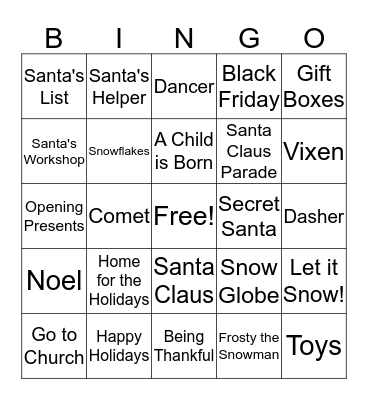 Christmas Bingo Card