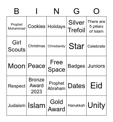 My Promise My Faith Bingo Card