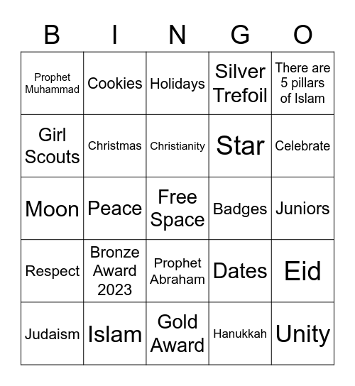 My Promise My Faith Bingo Card