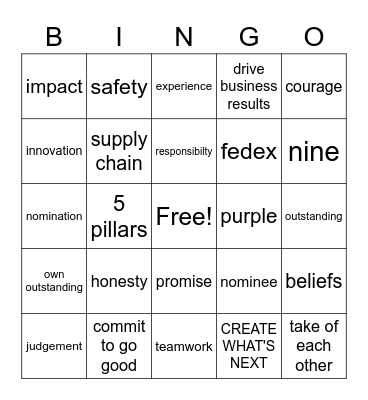 purple promise Bingo Card