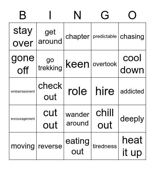 Unit Review Bingo Card
