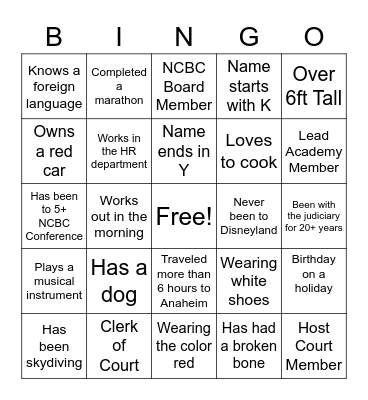 NCBC BINGO Card