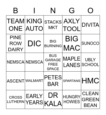 THUMB AREA TRANSIT Bingo Card