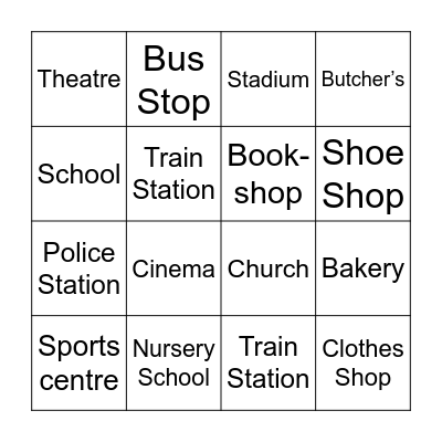 Places in a Town Bingo Card