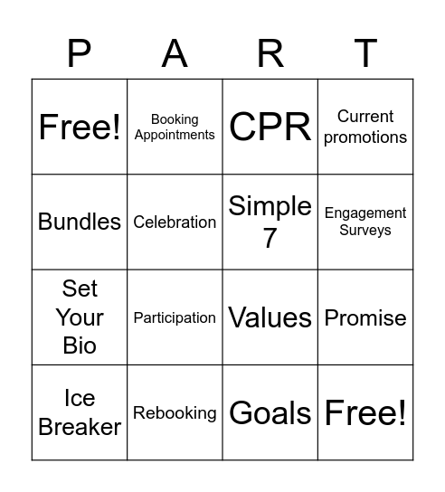 March 26th in Salon Meeting Bingo Card