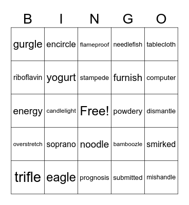 Tate 4/4/23 gen spelling Bingo Card