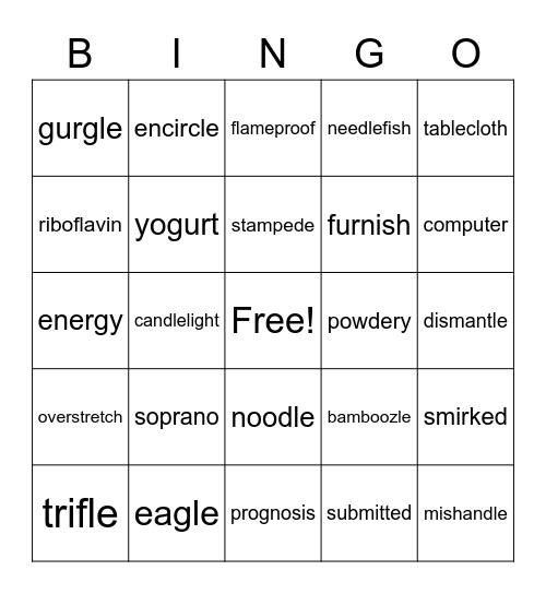 Tate 4/4/23 gen spelling Bingo Card