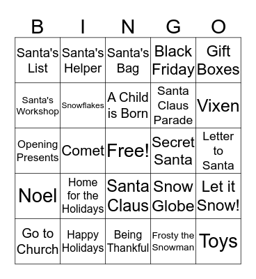 Christmas Bingo Card