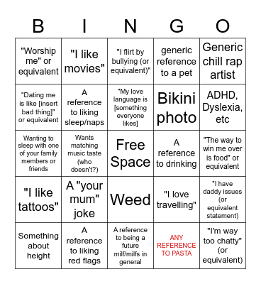 HINGE BINGO Card