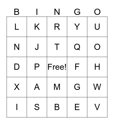 Letter and Sounds  Bingo Card