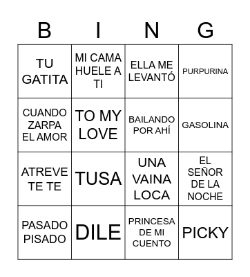 BINGO MUSICAL Bingo Card