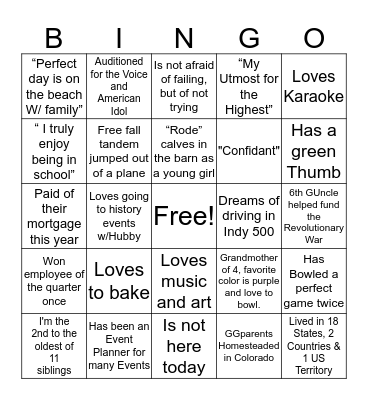 ICE BREAKER Bingo Card