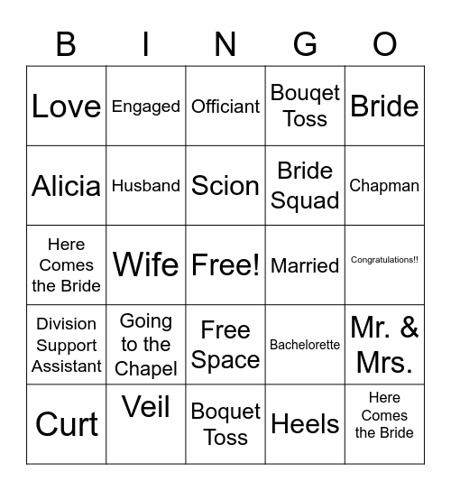 The Official Alicia Chapman Bingo Showdown Bingo Card