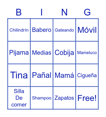 BABY SHOWER Bingo Card