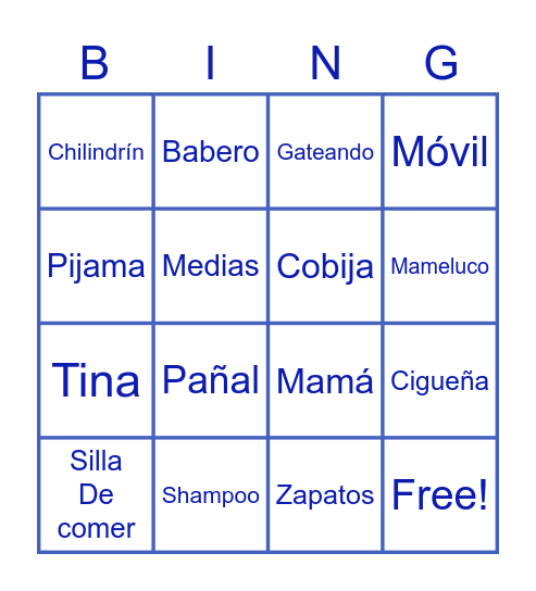 BABY SHOWER Bingo Card