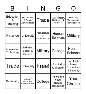 Career Expo Bingo Card