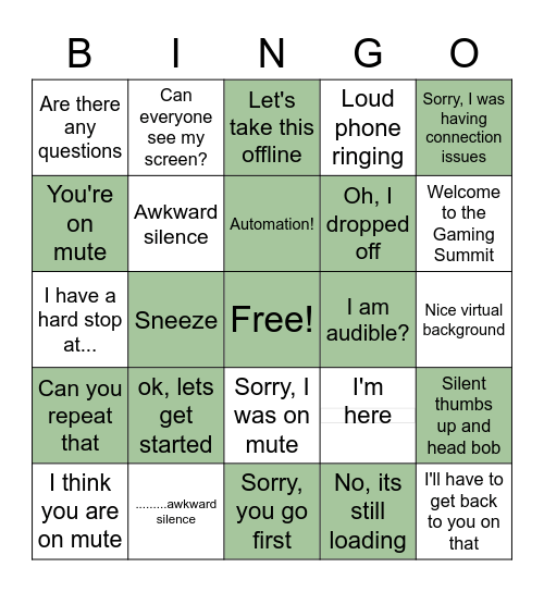 Gaming Summit - BINGO Card