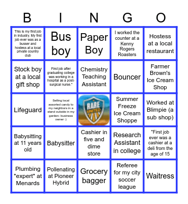 RARE Medical Bingo - First Jobs Bingo Card
