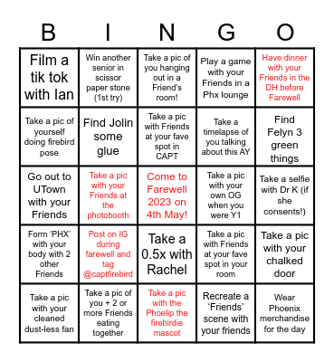 FAREWELL 2023 Bingo Card